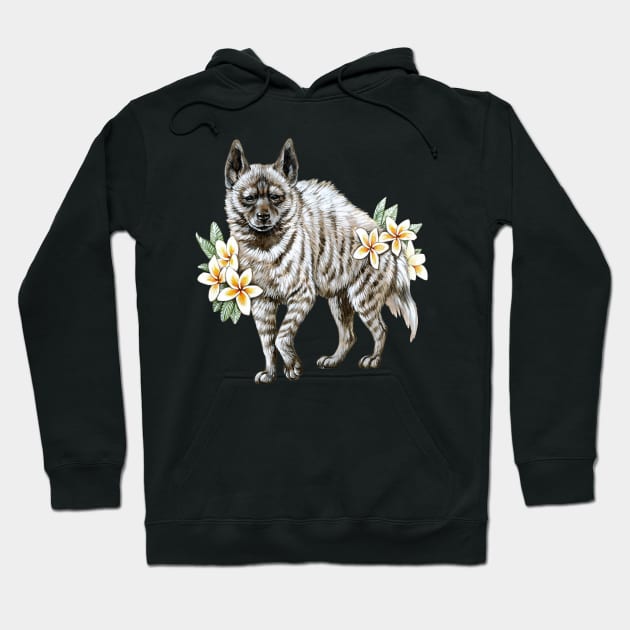 Striped Hyena with Frangipanis Hoodie by Pip Tacla